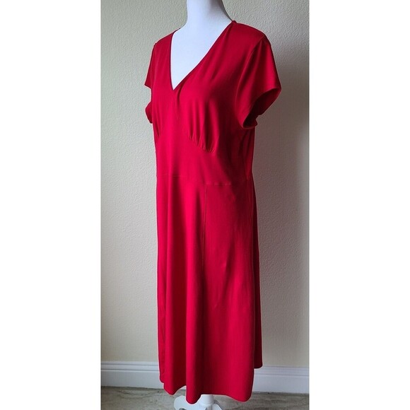 Sahalie Midi Dress XL Cotton Modal Spandex Blend Stretch Red Short Sleeve - Picture 3 of 10